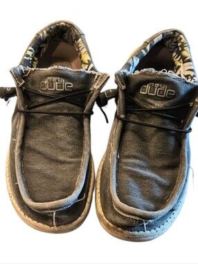 Hey Dude Men's Wally Stretch Grey Canvas Slip-On Shoes Size 10